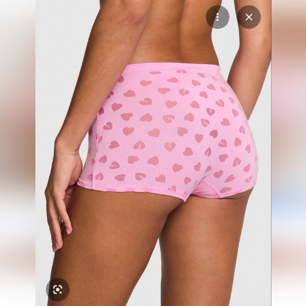 PINK VS Cotton Boyshort Panty Pink Lollipop (Hearts)